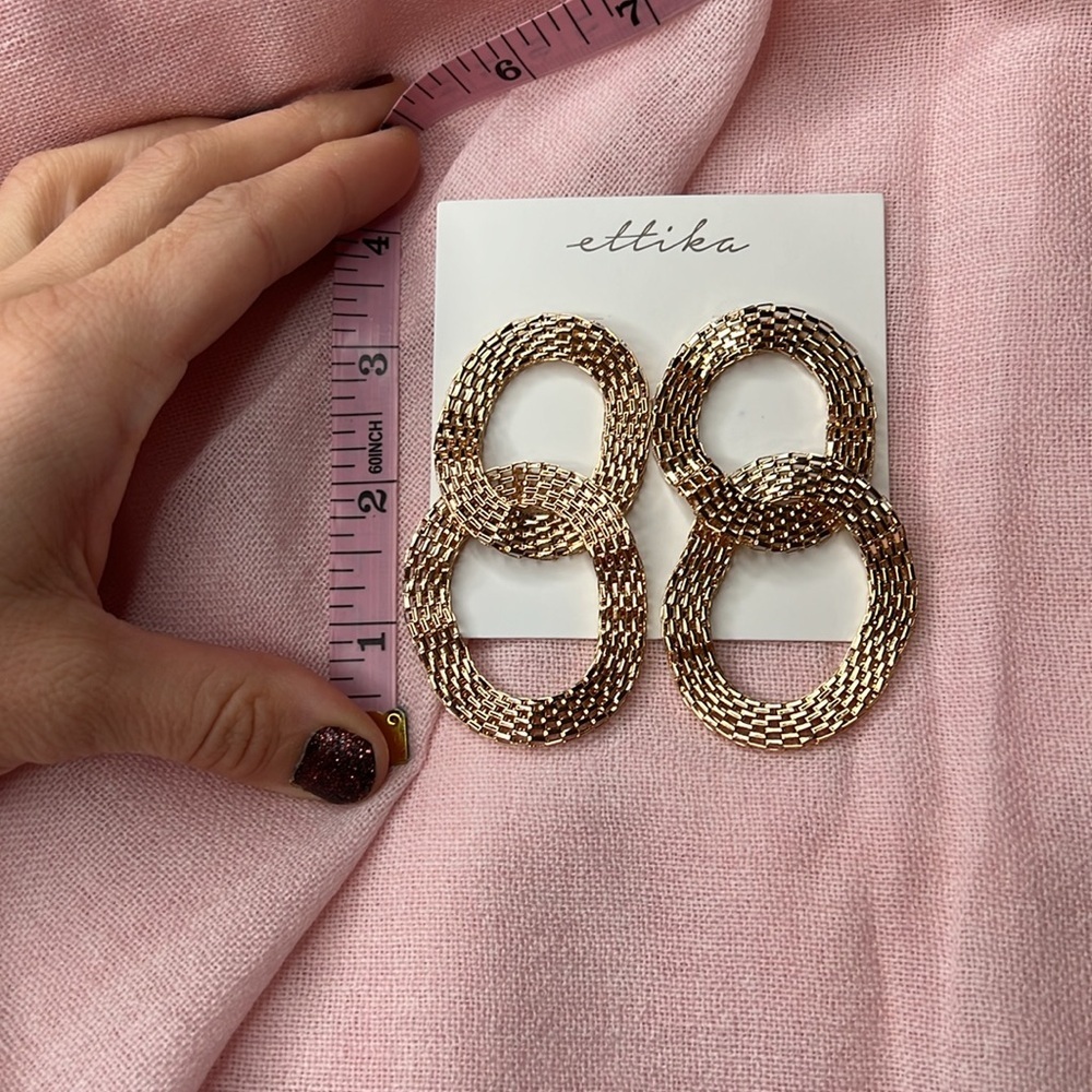 Ettika double hope chain link flexiblee gold studs earrings brand new - Picture 8 of 10